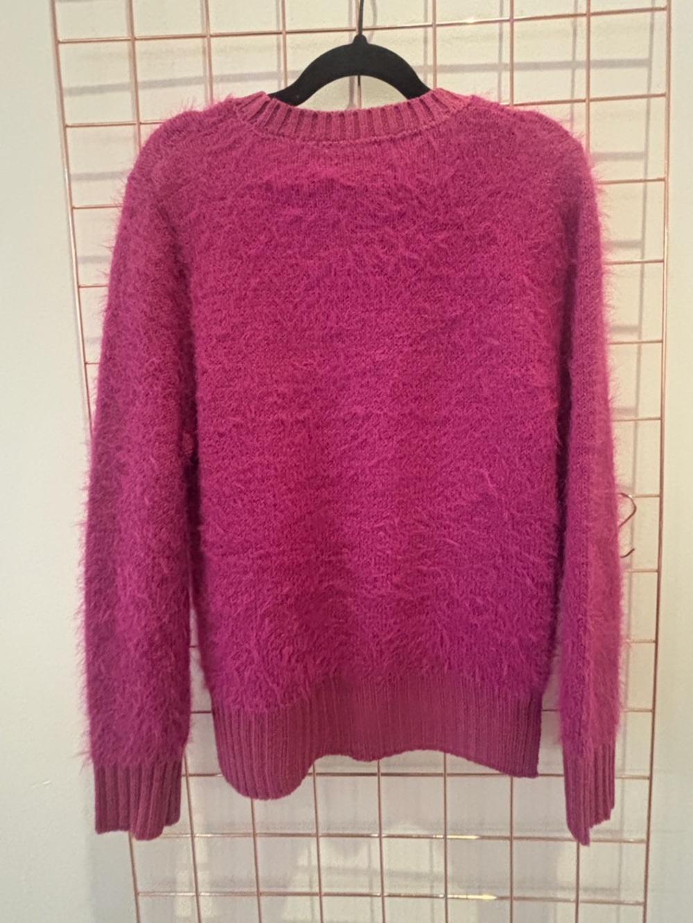 Central Park Cozy Fuzzy Crewneck Sweater in Magenta